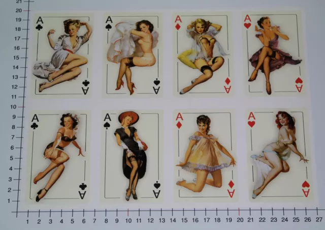 PIN UP ACE SET OF 8 Sticker Sticker Ace Oldschool Girls Tattoo Hot Rod V8 Se27