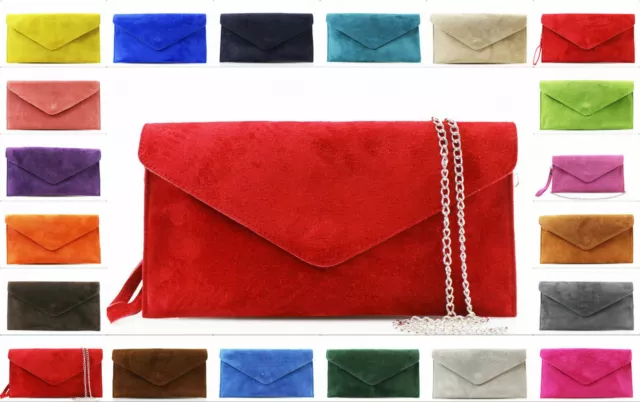 Women Real Suede Leather Envelope Clutch Bag Ladies Evening Party Prom Smart Bag