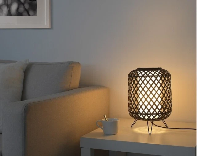 IKEA LAMPE TISCHLEUCHTE Gottorp Bambus Lampe Schwarz Mid Century