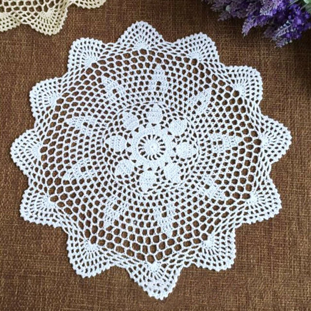 Round Lace Table Cloth Flower Tablecloth Vintage Crochet Doily Mats Home Decor