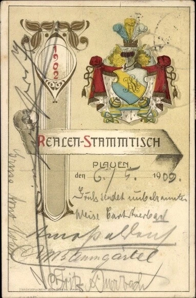 Studentika Ak Plauen im Vogtland, Realen Stammtisch 1902 - 10735797