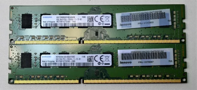 16 GB (2x8GB) DDR3 PC3-12800U 1600 MHZ NON ECC  240 PIN Computer PC RAM Memory