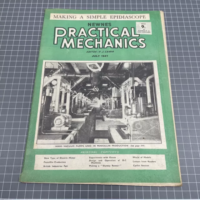 ORIGINAL VINTAGE Practical Mechanics Magazine 1947 Junk Art Cafe Bicycle Prop