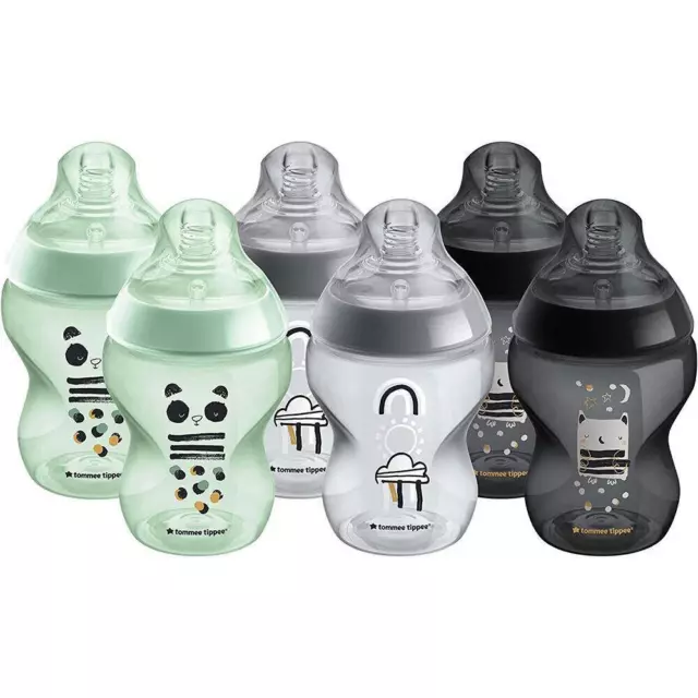 6 x Tommee Tippee Closer To Nature Baby Feeding Bottles 260ml 0m+ Slow Flow 2
