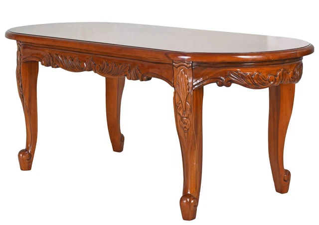 Table Basse Antique Table de Salon Colonial Table Bois Massif Plateau à Thé