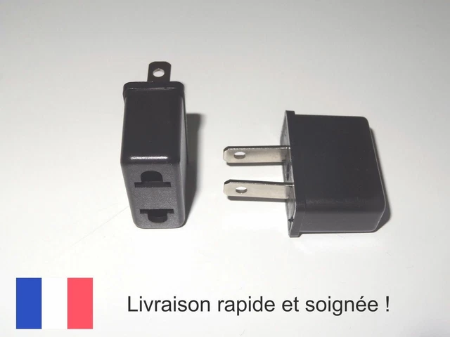 Adaptateur De Prise Chinoise 2 Fiches Vers Prise Française – Neuf Sous Emballage – Marque Générique
