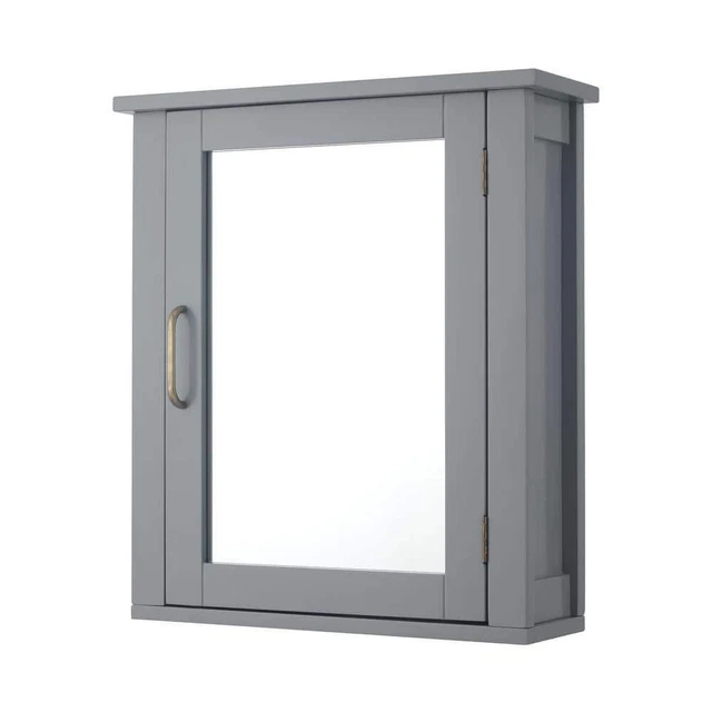 Gabinete de medicina de pared para el hogar Teamson con espejo 18,11""W x 6""L x 20,62""H gris madera
