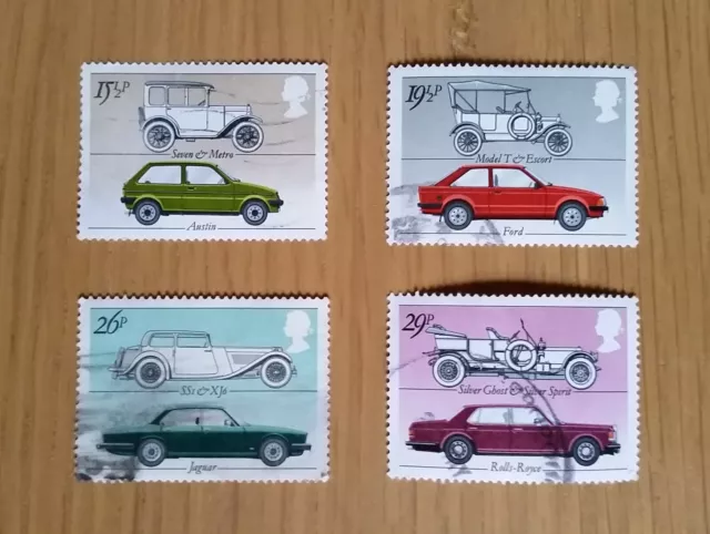 Complete GB used stamp set - 1982 British Motor Cars