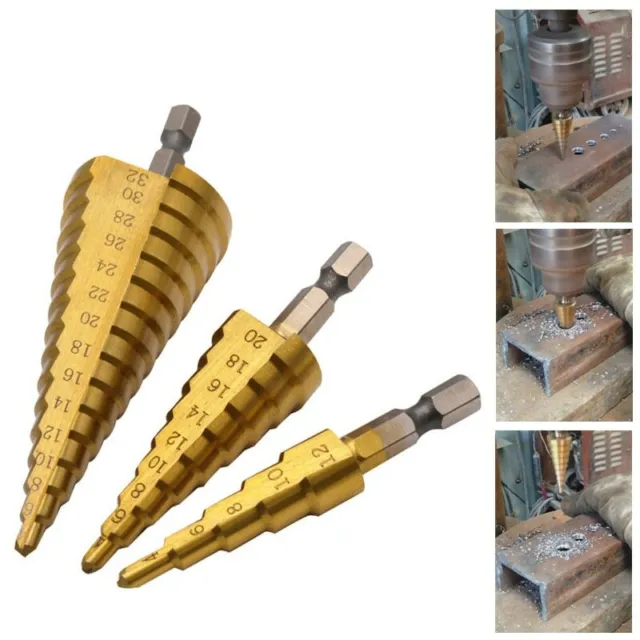 HSS Steel Titanium Step Drill Bit Hand Tools Cone Cutter Woodworking Drill Bit