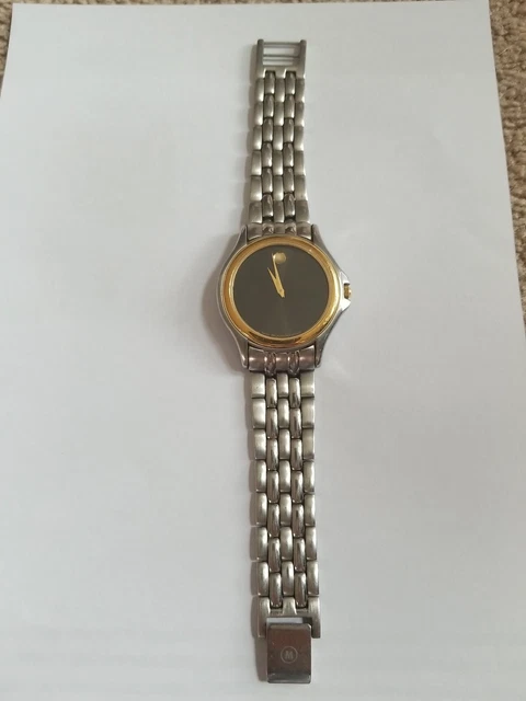 Movado Black Museum Dial Two Tone Swiss Quartz Watch 81-D1-863, pre-owned