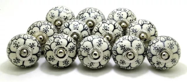 12 Pcs Cream & Black Hand Painted Home Drawer Furniture Decorative Tomato Knob