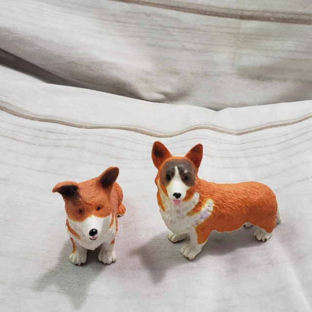 Vintage Corgi Dog 2 Inch Vinyl Figures Welsh Pembroke Cake Toppers Set Of 2