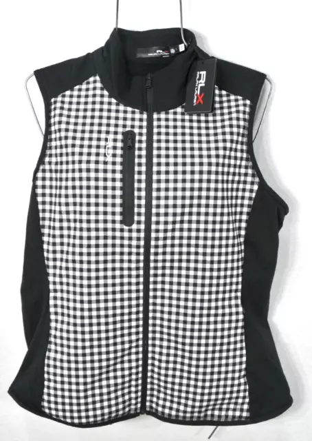 New Womens Ralph Lauren RLX Golf Vest Size L Black Checks MSRP $178 NWT