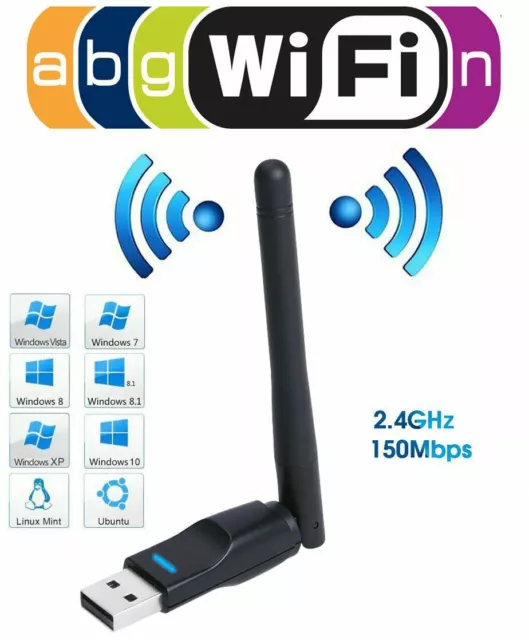 Cle WiFi USB 2.0 Adaptateur Sans Fil Wireless 150Mbps clé 802.11n/g/b reseau