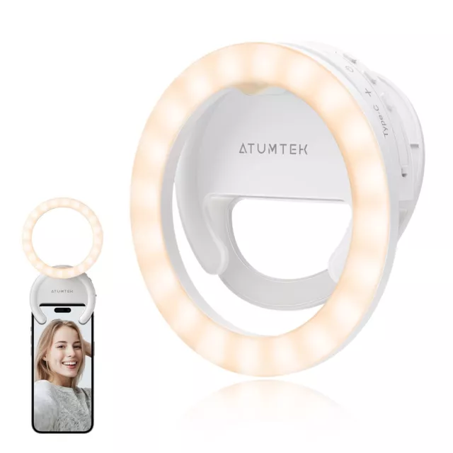 Aro de Luz LED para Móvil Anillo de Luz Selfie Recargable Clip-on 40 LED Luz de