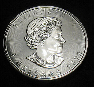 2022 Canadian $5 Silver Maple Leaf 1 oz Silver Coin  Queen Elizabeth II  .9999