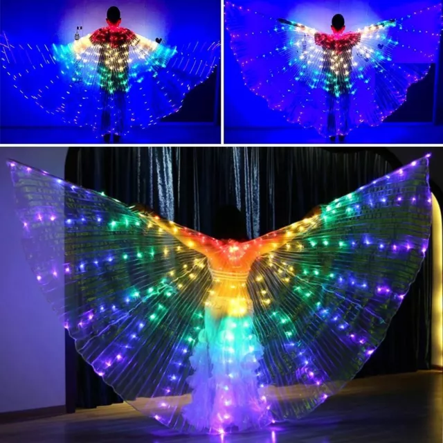 Glowing LED Wings Performance Costume With Telescopic Sticks Belly Dance Wings