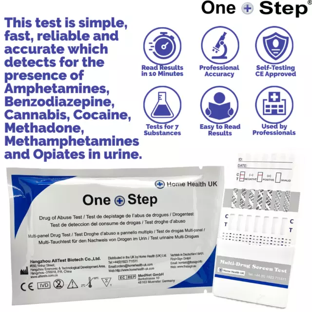 Drogentestkit Urintest 7 in 1 + Probentopf breite Palette von Substanzen getestet 3