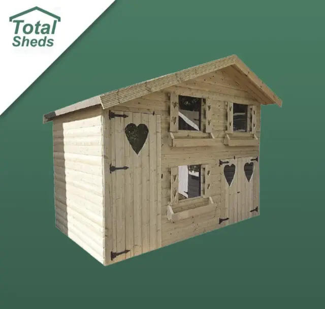10ft X 6ft Tanalised Pressure Treated Double Storey Play House 10x6 Shiplap 3