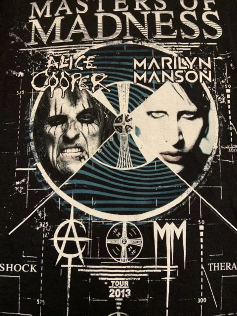 Marilyn Manson Alice Cooper Masters of Madness 2013 Tour Shirt Size S W Dates