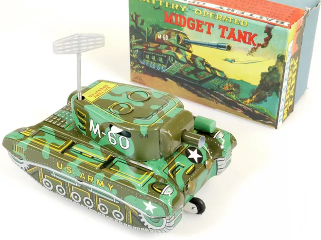 Alps Midget Tank M-60 US Army Battery Tin Toy Panzer Japan MIB OVP SG 1409-03-87