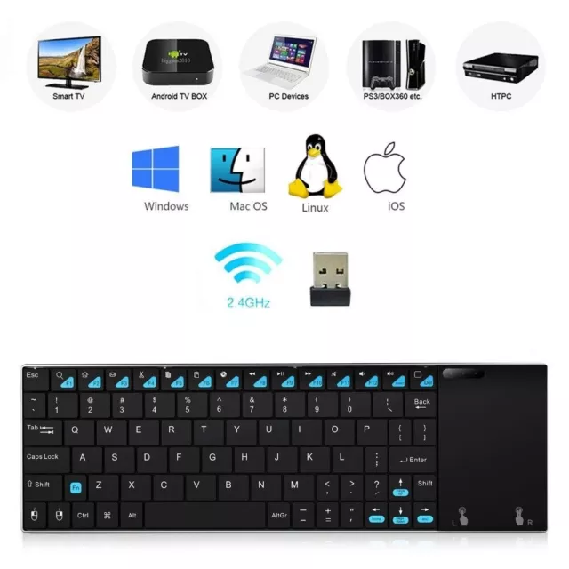 Mini Slim Wireless Keyboard And Mouse TouchPad Combo For PC Android Smart TV Box 2