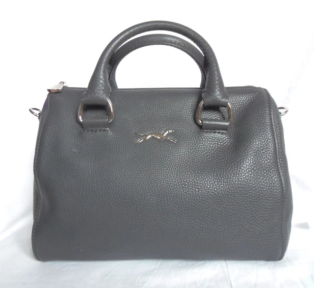 BIMBA Y LOLA 100%Autentico Bolso De Piel Gris. Cremallera. Logo Bowling EUR 95,00 - PicClick IT