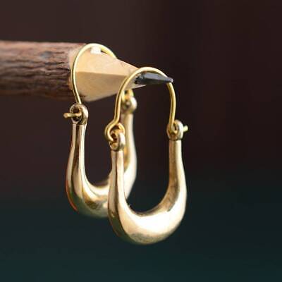 Small Tribal Celine Design Plain Brass Earrings Jewelry Gift for her Free Ship