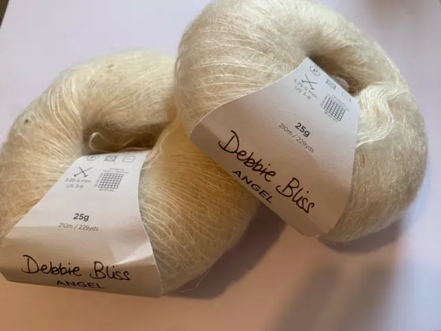 Debbie Bliss Angel Yarn - Mohair and Silk colour  006 Ecru cream 2 x 25g balls