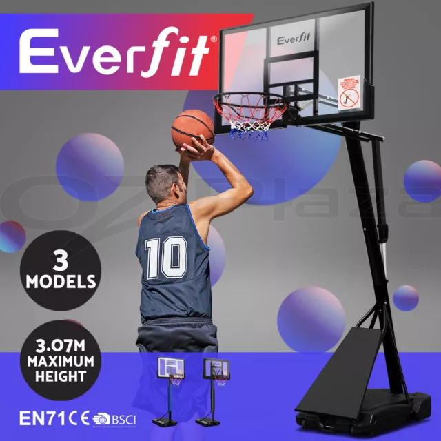 Everfit Portable Basketball Stand System Hoop Height Adjustable Net Ring 3.05M