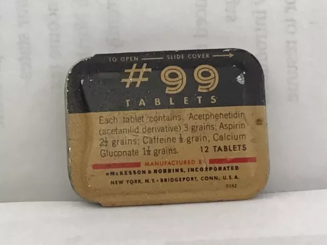 #99 Tablet Vintage Medicine Pocket Tin Medical Advertising (Aspirin)