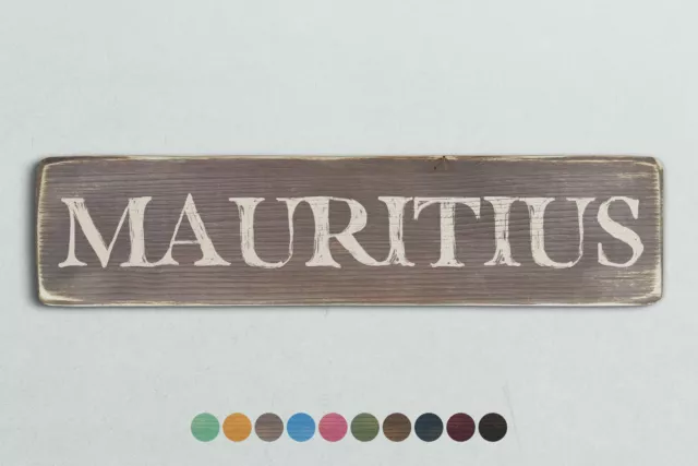 MAURITIUS Vintage Style Wooden Sign. Shabby Chic Retro Home Gift