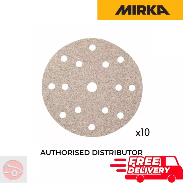 10 X Mirka Basecut Disc P240 - 15 Hole - 150mm/6 inch - Hook and Loop - UK Stock