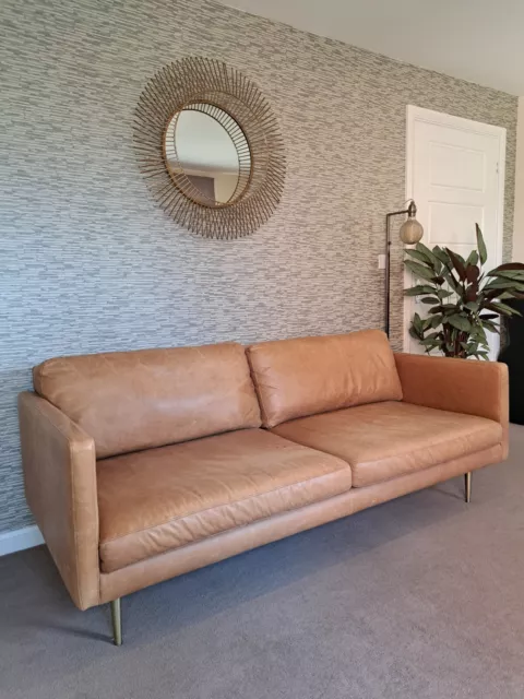 Contemporary three seater soft leather sofa