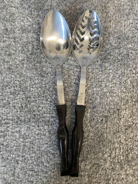 Juego de 2 cucharas para servir ranuradas Cutco 1713 de acero inoxidable hechas en EE. UU. originales