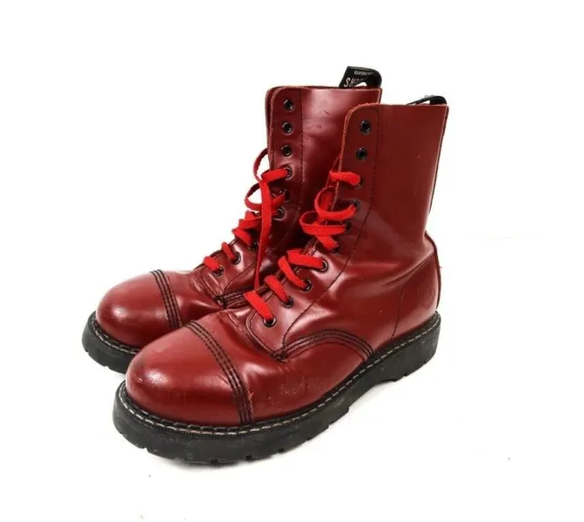 UK10 Grinders Stag Cherry Red 10-Eyelet steel toe boots RARE Made In England