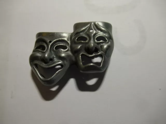 Theatre Comedy and Tragedy Masks Brooch, Earnings and Necklace  - Antique