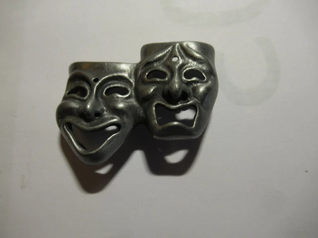 Theatre Comedy and Tragedy Masks Brooch, Earnings and Necklace - Antique Theatre Comedy and Tragedy Masks Brooch, Earnings and Necklace - Antique