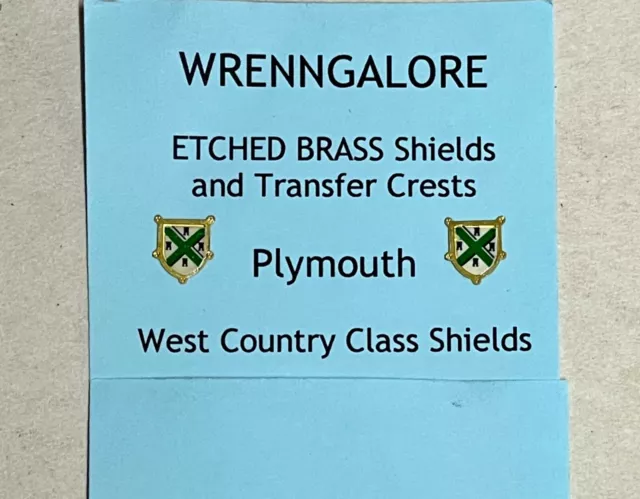 WRENN model railway transfer Shields 'Plymouth'