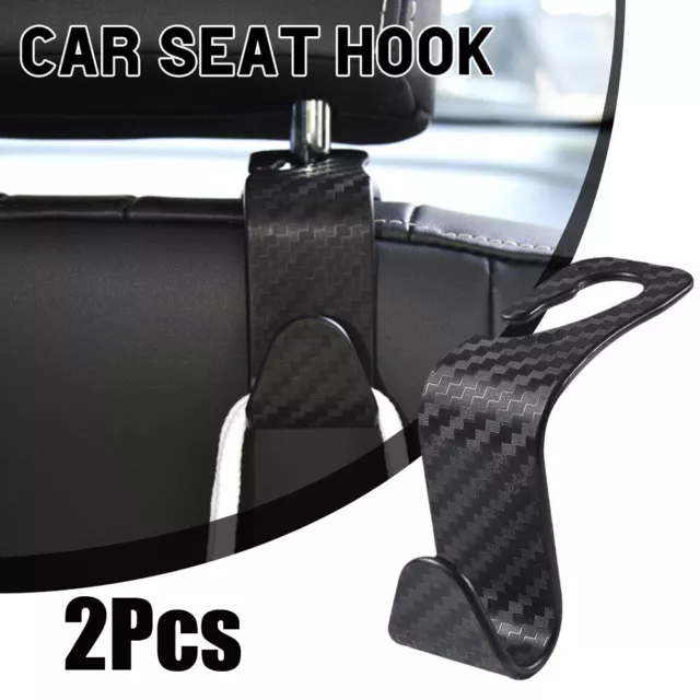 2Pcs Carbon Fiber Car Back Seat Hooks Headrest Storage Hook Interior Accessories