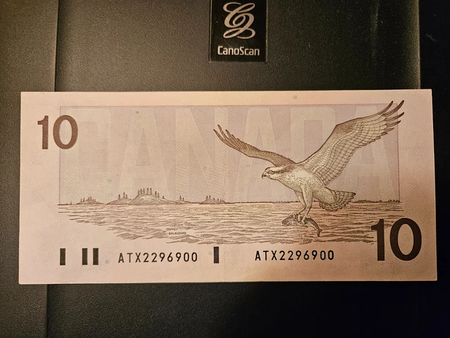 1989 Replacement $10 Dollar Bank of Canada Banknote ATX2296900 EF 40