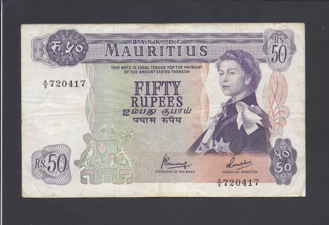 Mauritius  -  50  Rupees   1967   @   @