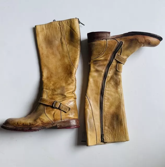 Bed Stu Distressed Tall Tan Rustic Style Leather Boots Ladies size 10