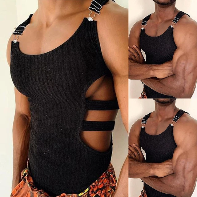 Gilet Camicie T Shirt Canotta Top Nero Traspirante Comodo Corto Moda Hollow