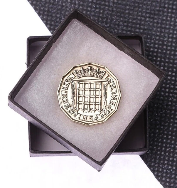 Ciondolo 1935 Threepence Con Catena In Argento 18'' - Regalo Compleanno 82°