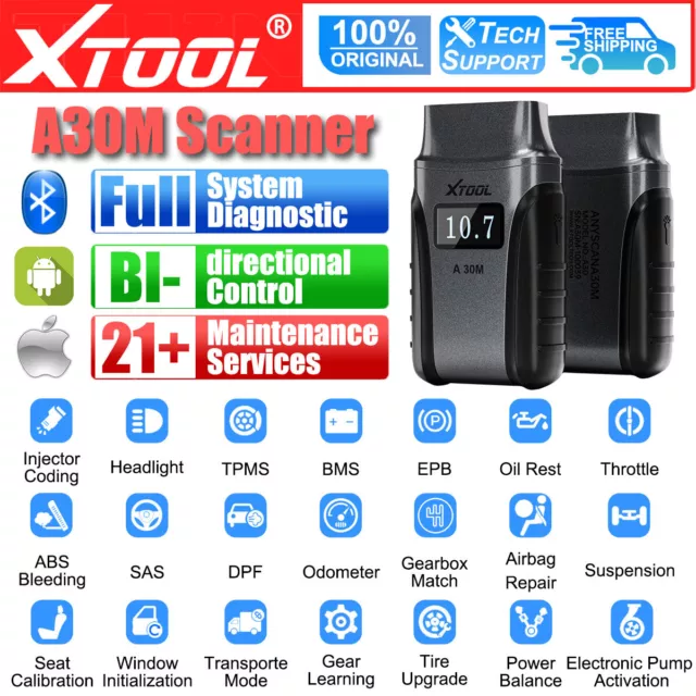 XTOOL A30M OBD2 Scanner ABS TPMS Code Reader Check Engine Diagnostic Tool USED