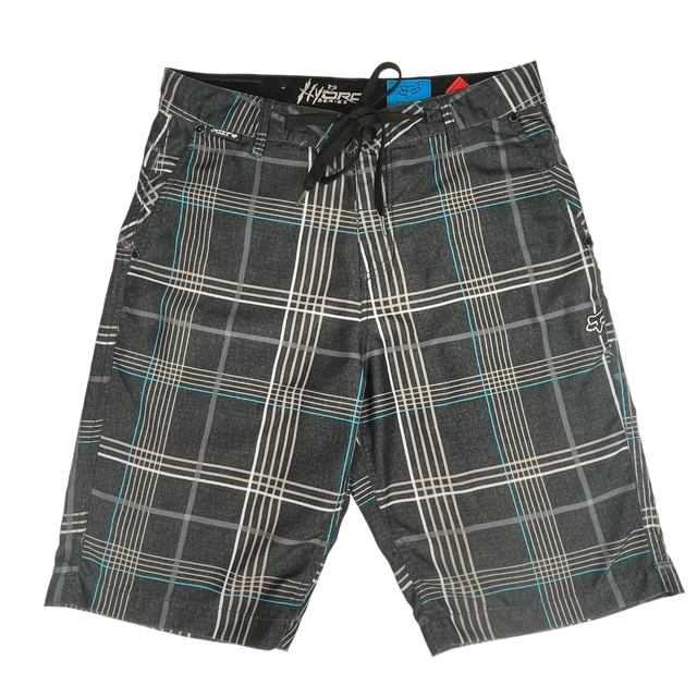 Fox Hydro Series Hybrid Board Shorts Swim Trunks Mens 30 plaid gray casual beach