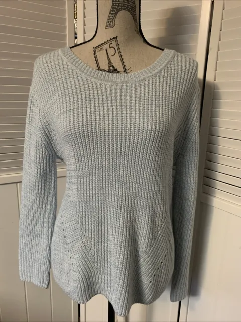 NWT Francesca’s Harper Heritage Size Small Lace Up Back Knit Sweater Blue