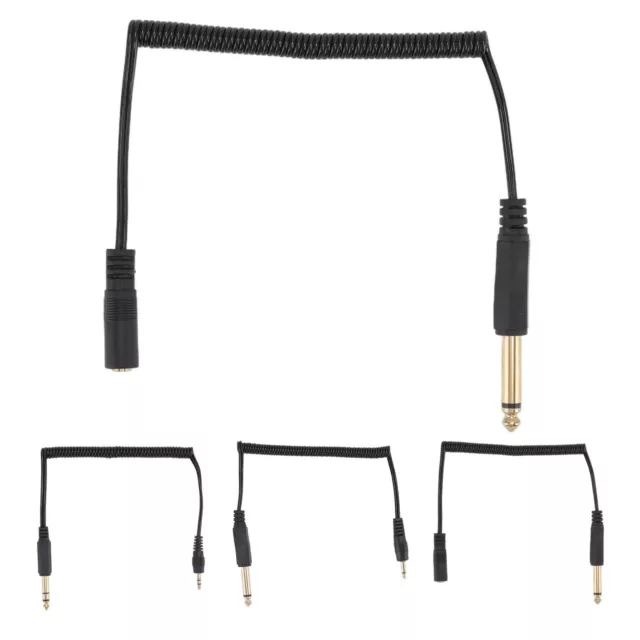 6.35mm To 3.5mm Coiled Cable Gold Plated Retractable Plug And Play Sound Ad FTD