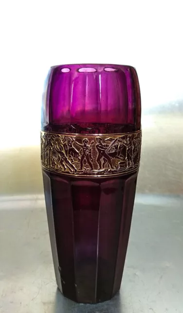 Moser & Söhne Karlsbad Vase améthyste verre soufflé oroplastie art déco